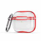 Electroplating Frame + Transparent TPU Earphone Protective Case with Hook For AirPods 3(Transparent + Red) - 1