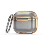 Electroplating Frame + Transparent TPU Earphone Protective Case with Hook For AirPods 3(Transparent Black + Gold) - 1