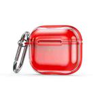 Electroplating Frame + Transparent TPU Earphone Protective Case with Hook For AirPods 3(Transparent Red + Red) - 1