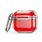 Electroplating Frame + Transparent TPU Earphone Protective Case with Hook For AirPods 3(Transparent Red + Silver) - 1