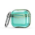 Electroplating Frame + Transparent TPU Earphone Protective Case with Hook For AirPods 3(Transparent Green + Green) - 1