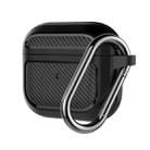 Carbon Fiber TPU Thicken Shockproof Earphone Protective Case with Hook For AirPods 3(Black) - 1