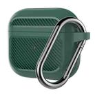 Carbon Fiber TPU Thicken Shockproof Earphone Protective Case with Hook For AirPods 3(Green) - 1