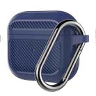 Carbon Fiber TPU Thicken Shockproof Earphone Protective Case with Hook For AirPods 3(Blue) - 1
