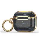 Marble Texture Electroplating Frame Earphone Protective Case with Hook For AirPods 3(Black + Gold) - 1