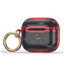 Marble Texture Electroplating Frame Earphone Protective Case with Hook For AirPods 3(Black + Red) - 1