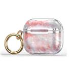 Marble Texture Electroplating Frame Earphone Protective Case with Hook For AirPods 3(Pink + Silver) - 1