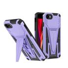 For iPhone SE 2022 / SE 2020 / 8 / 7 Super V Armor PC + TPU Shockproof Case with Invisible Holder(Purple) - 1