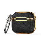 Cloth Texture Electroplating Frame Earphone Protective Case with Hook For AirPods 3(Black + Gold) - 1