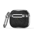 Cloth Texture Electroplating Frame Earphone Protective Case with Hook For AirPods 3(Black + Silver) - 1