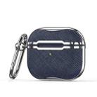 Cloth Texture Electroplating Frame Earphone Protective Case with Hook For AirPods 3(Blue +Silver) - 1