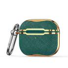 Cloth Texture Electroplating Frame Earphone Protective Case with Hook For AirPods 3(Green + Gold) - 1