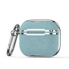 Cloth Texture Electroplating Frame Earphone Protective Case with Hook For AirPods 3(Light Blue + Silver) - 1