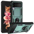 For Samsung Galaxy Z Flip3 5G Folding Shockproof TPU + PC Protective Case with 360 Degree Rotating Holder(Dark Green) - 1