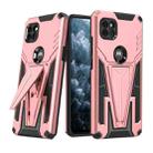 For Motorola One 5G Ace Super V Armor PC + TPU Shockproof Case with Invisible Holder(Rose Gold) - 1