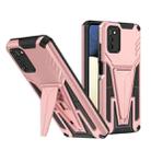 For Samsung Galaxy A02s 164mm Super V Armor PC + TPU Shockproof Case with Invisible Holder(Rose Gold) - 1