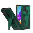 For Samsung Galaxy A21s Super V Armor PC + TPU Shockproof Case with Invisible Holder(Dark Green) - 1