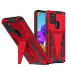 For Samsung Galaxy A21s Super V Armor PC + TPU Shockproof Case with Invisible Holder(Red) - 1