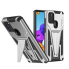 For Samsung Galaxy A21s Super V Armor PC + TPU Shockproof Case with Invisible Holder(Silver) - 1