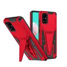For Samsung Galaxy A71 Super V Armor PC + TPU Shockproof Case with Invisible Holder(Red) - 1