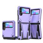 For Samsung Galaxy Z Flip3 5G Super V Armor PC + TPU Shockproof Case with Invisible Holder(Purple) - 1