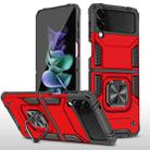 For Samsung Galaxy Z Flip3 5G Magnetic Armor Shockproof TPU + PC Folding Case with Metal Ring Holder(Red) - 1