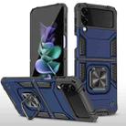 For Samsung Galaxy Z Flip3 5G Magnetic Armor Shockproof TPU + PC Folding Case with Metal Ring Holder(Blue) - 1