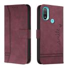 For Motorola Moto E20 Retro Skin Feel Horizontal Flip Soft TPU + PU Leather Case(Wine Red) - 1