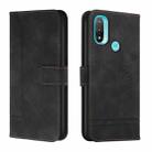 For Motorola Moto E20 Retro Skin Feel Horizontal Flip Soft TPU + PU Leather Case(Black) - 1