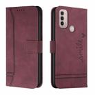 For Motorola Moto E40 Retro Skin Feel Horizontal Flip Soft TPU + PU Leather Case(Wine Red) - 1