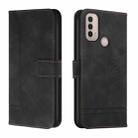 For Motorola Moto E40 Retro Skin Feel Horizontal Flip Soft TPU + PU Leather Case(Black) - 1