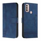 For Motorola Moto E40 Retro Skin Feel Horizontal Flip Soft TPU + PU Leather Case(Blue) - 1