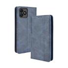 For Blackview Oscal C20 Magnetic Buckle Retro Crazy Horse Texture Horizontal Flip Leather Case with Holder & Card Slots & Photo Frame(Blue) - 1