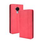 For Nokia C30 Magnetic Buckle Retro Crazy Horse Texture Horizontal Flip Leather Case with Holder & Card Slots & Photo Frame(Red) - 1