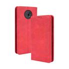 For Nokia C50 5G Magnetic Buckle Retro Crazy Horse Texture Horizontal Flip Leather Case with Holder & Card Slots & Photo Frame(Red) - 1