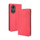 For Honor 50 Magnetic Buckle Retro Crazy Horse Texture Horizontal Flip Leather Case with Holder & Card Slots & Photo Frame(Red) - 1