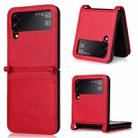 For Samsung Galaxy Z Flip3 5G Retro Crazy Horse Texture Leather Case with Card Slots(Red) - 1