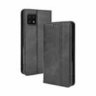 For Aquos Sense6 Magnetic Buckle Retro Crazy Horse Texture Horizontal Flip Leather Case with Holder & Card Slots & Photo Frame(Black) - 1