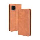 For Aquos Sense6 Magnetic Buckle Retro Crazy Horse Texture Horizontal Flip Leather Case with Holder & Card Slots & Photo Frame(Brown) - 1