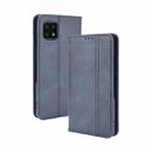 For Aquos Sense6 Magnetic Buckle Retro Crazy Horse Texture Horizontal Flip Leather Case with Holder & Card Slots & Photo Frame(Blue) - 1