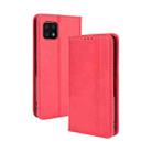 For Aquos Sense6 Magnetic Buckle Retro Crazy Horse Texture Horizontal Flip Leather Case with Holder & Card Slots & Photo Frame(Red) - 1