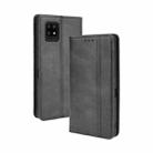 For Aquos Zero6 Magnetic Buckle Retro Crazy Horse Texture Horizontal Flip Leather Case with Holder & Card Slots & Photo Frame(Black) - 1