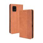 For Aquos Zero6 Magnetic Buckle Retro Crazy Horse Texture Horizontal Flip Leather Case with Holder & Card Slots & Photo Frame(Brown) - 1