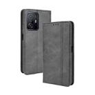 For Xiaomi Mi 11T / 11T Pro Magnetic Buckle Retro Crazy Horse Texture Horizontal Flip Leather Case with Holder & Card Slots & Photo Frame(Black) - 1