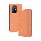 For Xiaomi Mi 11T / 11T Pro Magnetic Buckle Retro Crazy Horse Texture Horizontal Flip Leather Case with Holder & Card Slots & Photo Frame(Brown) - 1