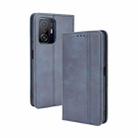 For Xiaomi Mi 11T / 11T Pro Magnetic Buckle Retro Crazy Horse Texture Horizontal Flip Leather Case with Holder & Card Slots & Photo Frame(Blue) - 1
