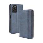 For ZTE Blade V30 Vita / V2022 Magnetic Buckle Retro Crazy Horse Texture Horizontal Flip Leather Case with Holder & Card Slots & Photo Frame(Blue) - 1