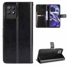 For OPPO Realme 8i Crazy Horse Texture Horizontal Flip Leather Case with Holder & Card Slots & Lanyard(Black) - 1