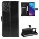 For ZTE Blade V30 Vita / V2022 Crazy Horse Texture Horizontal Flip Leather Case with Holder & Card Slots & Lanyard(Black) - 1