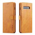 For Galaxy S10 Plus LC.IMEEKE Calf Texture Horizontal Flip Leather Case, with Holder & Card Slots & Wallet(Yellow) - 1
